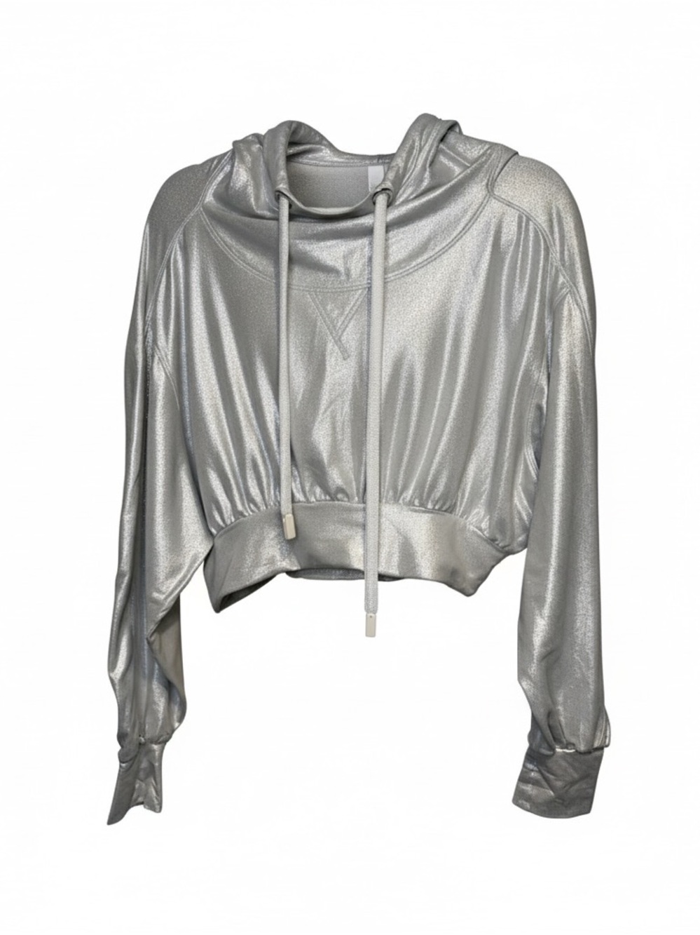 NO KA'OI Wahi Drawstring Hoodie Sweatshirt - metallic silver size 00 or XS